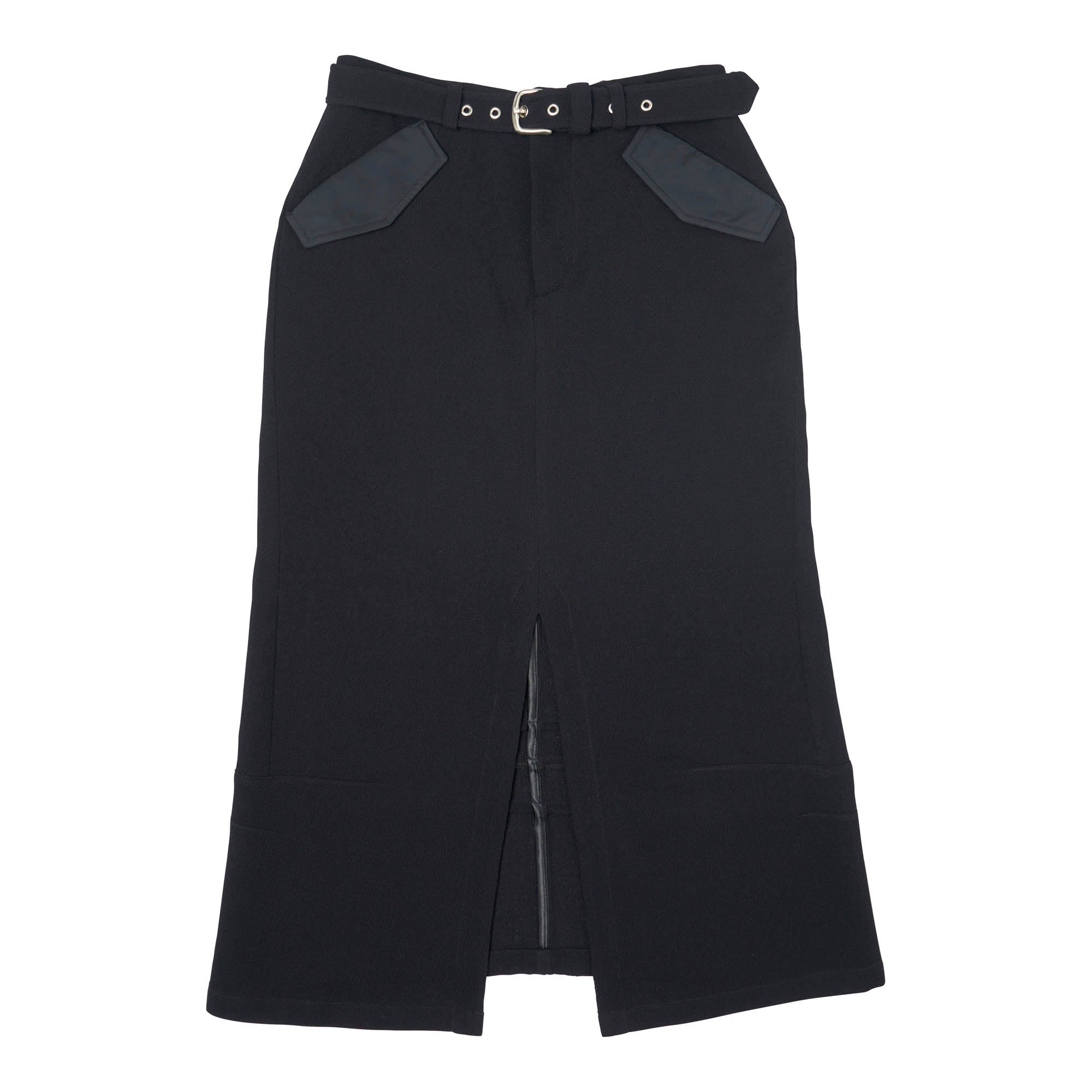 Long Pencil Skirt Wool Crepe Black - PREORDER