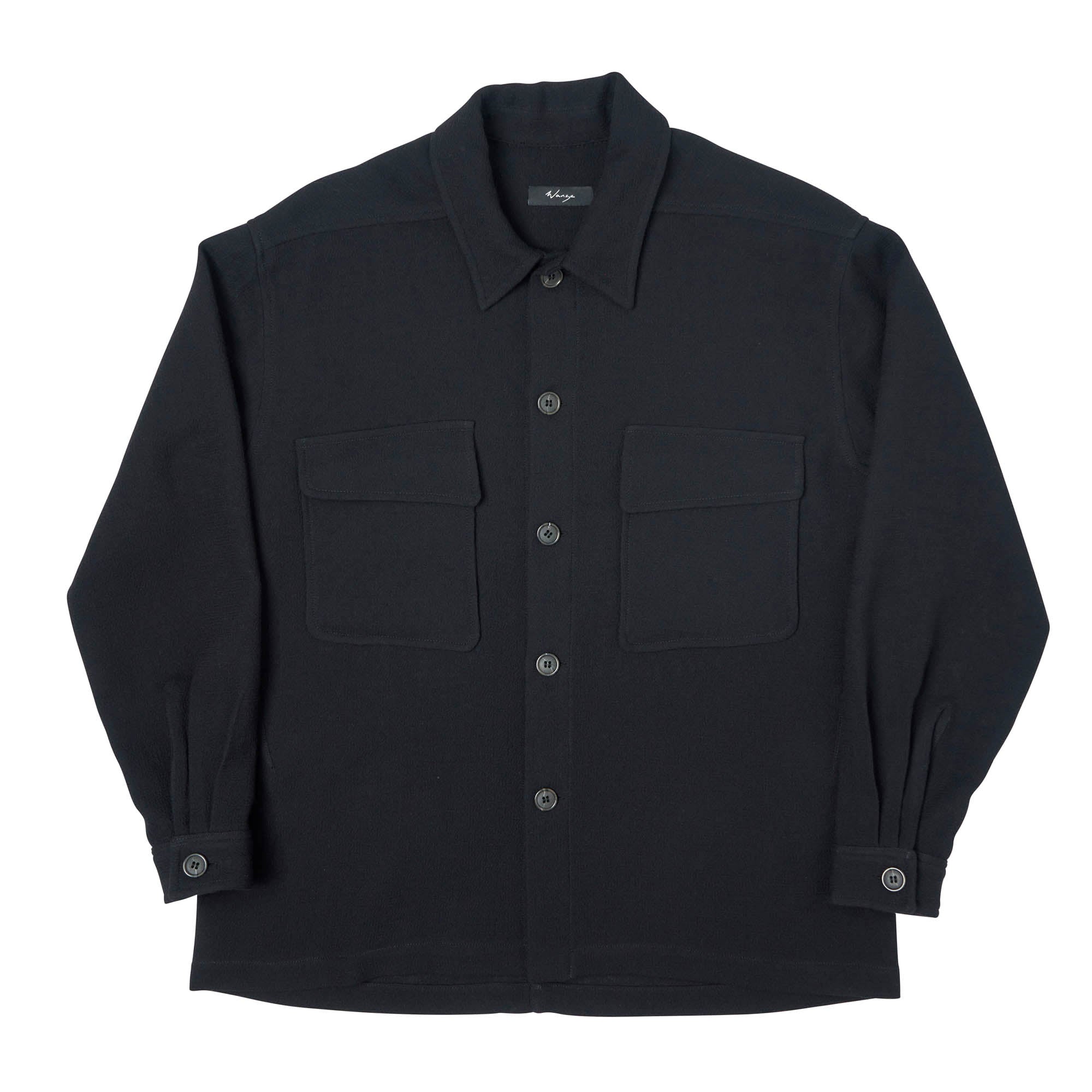 Boxy Overshirt (Men) Wool Crepe Black - PREORDER