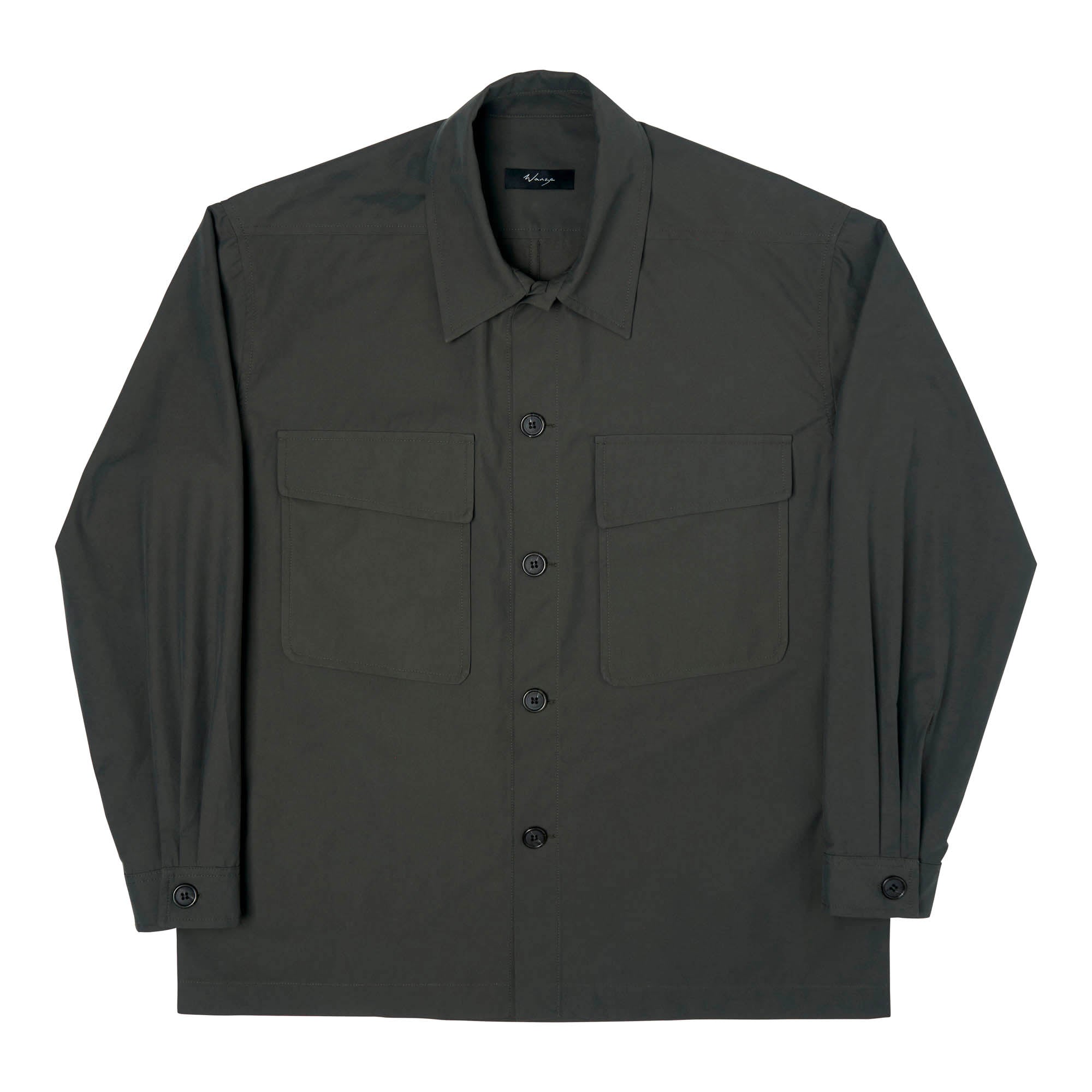 Boxy Overshirt (Men) Structured Cotton Green Smoke - PREORDER