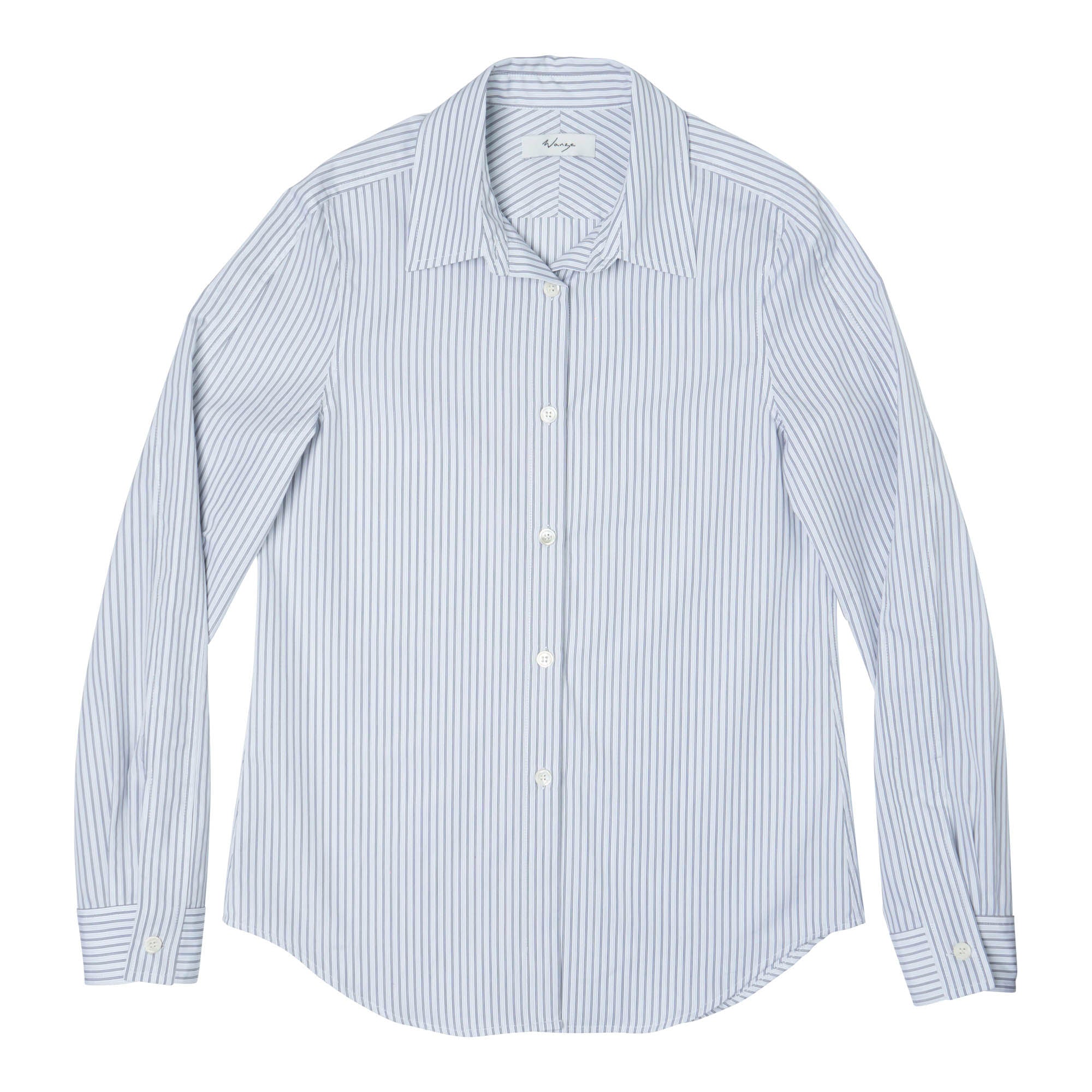 Slim Fit Shirt (Women) Cotton Poplin White Pinstripe - PREORDER