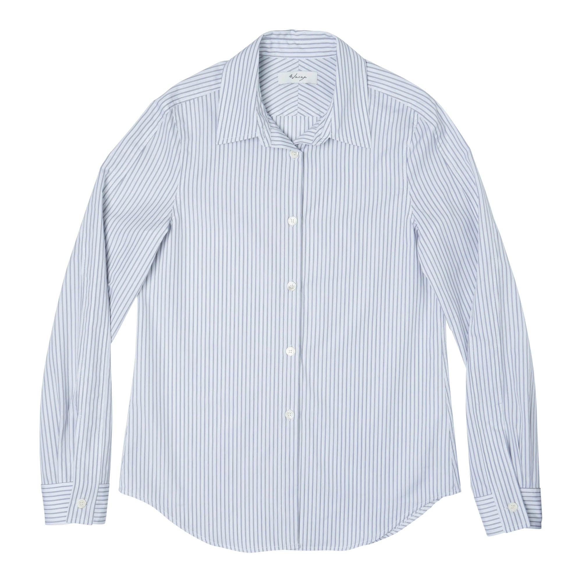 Slim Fit Shirt (Women) Cotton Poplin White Pinstripe - PREORDER