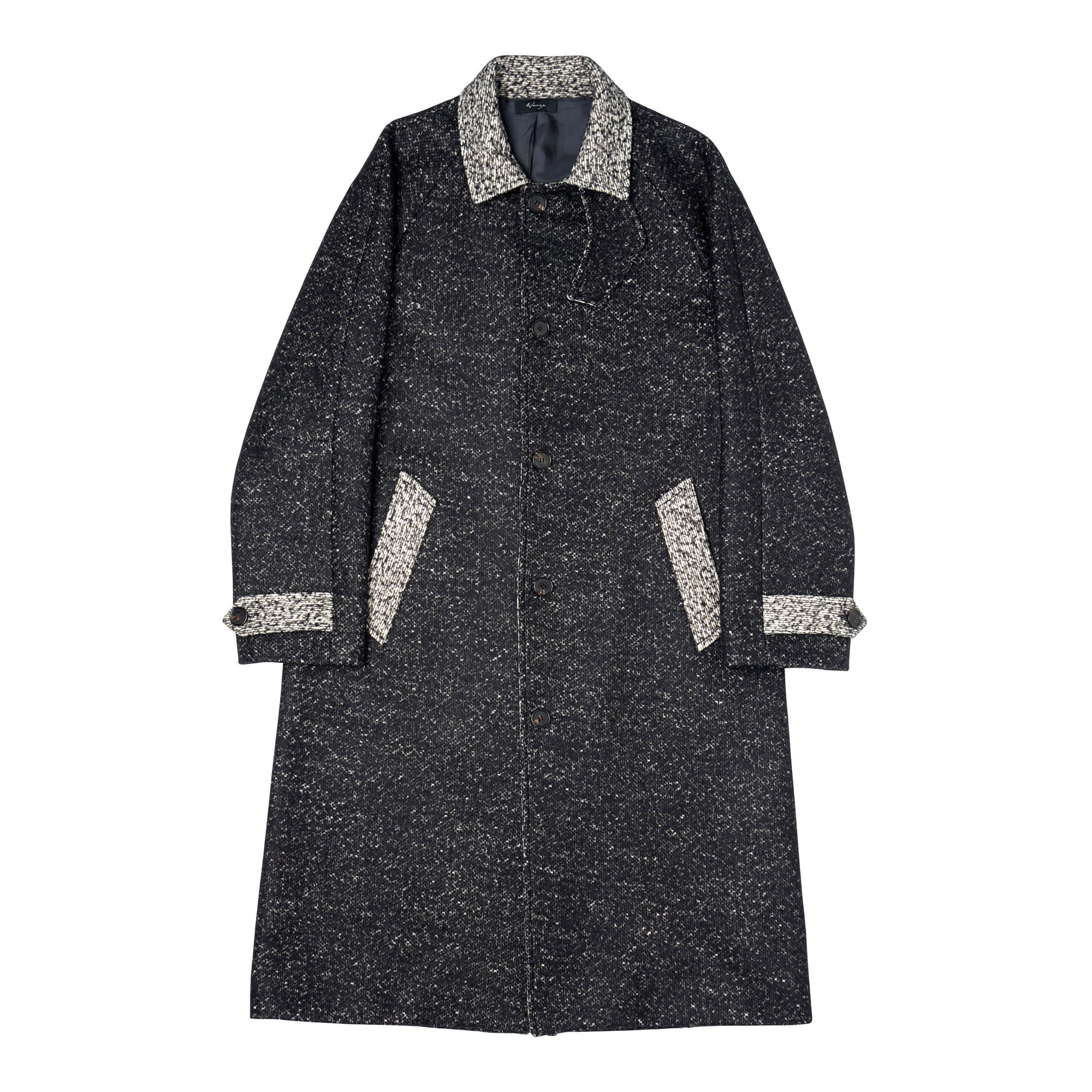 Raglan Overcoat Double-Faced Wool Black & White - PREORDER